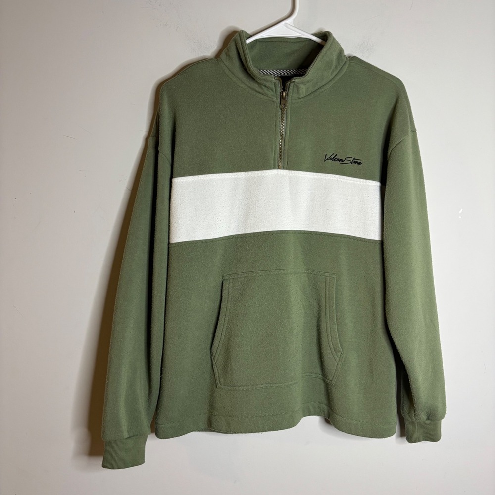 Volcom Green Quarter Zip Fleece Pullover Women Size Medium